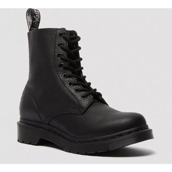 Dr Martens kids 1460 Pascal Mono Boots Black Leather Size 4 Punk Alternative - Picture 1 of 8